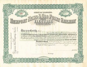 Newport News and Old Point Railway and Electric Co. - Stock Certificate